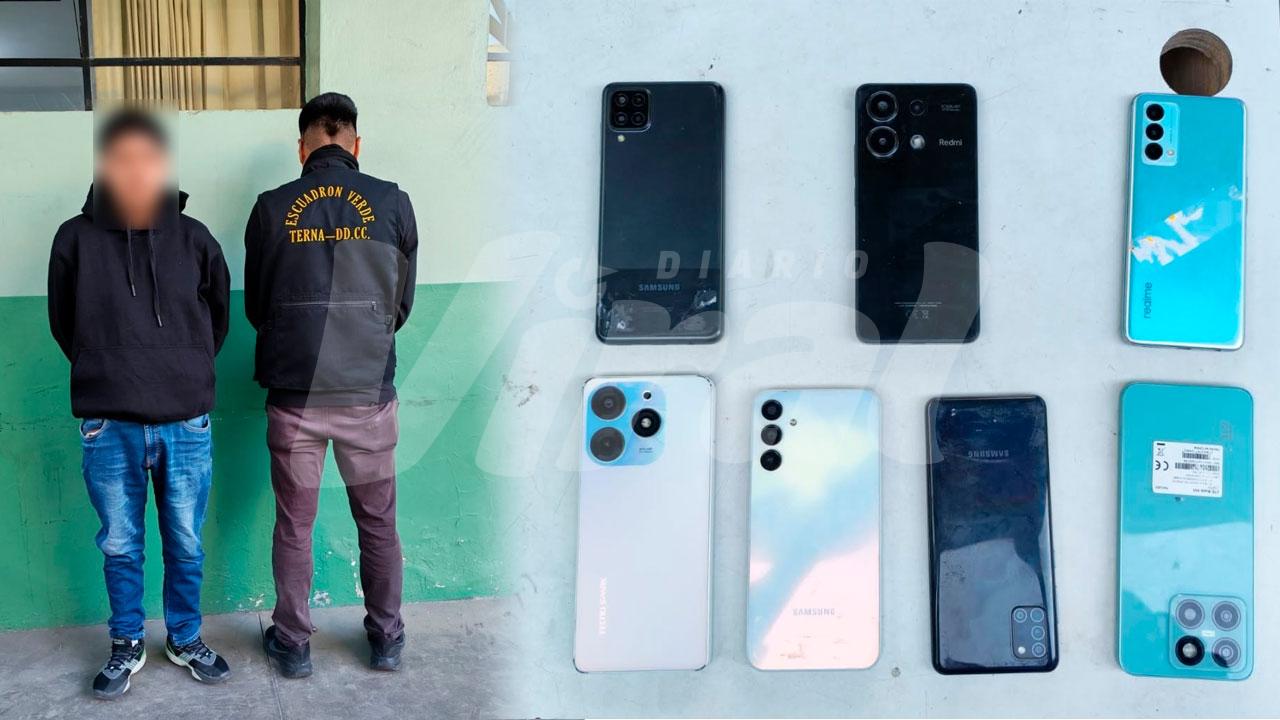 Cae vendedor con celulares reportados como robados en el Cercado